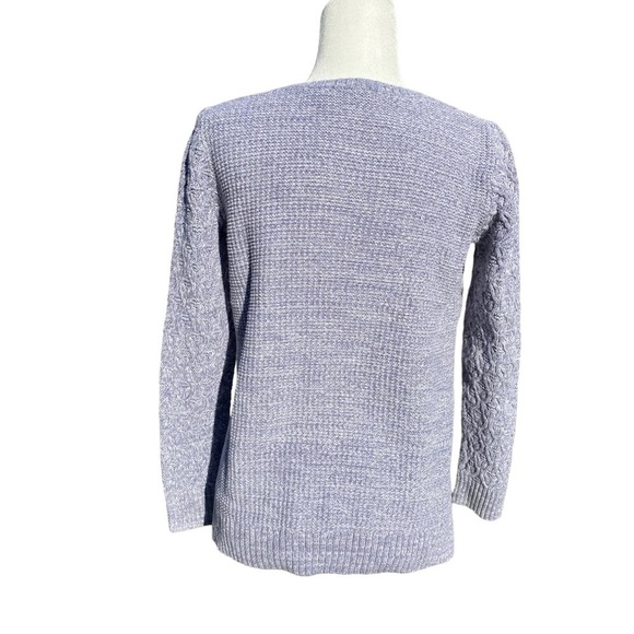 🌷Jeanne Pierre 100% Cotton Bluish Gray Woven Sweater Size Small - Picture 2 of 8